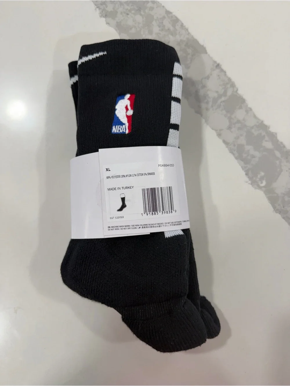 NBA Black Crew Athletic Socks with White Logos